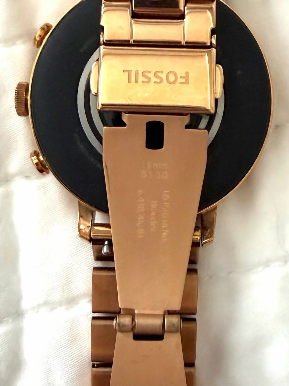 Fossil Rose Gold Smartwatch with Crystal-Accented Bracelet and Two Chargers